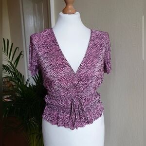 Pull&Bear Pink Printed Wrap Blouse - S